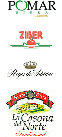 Logos of Pomar, Ziber, Reyes de Asturias and La Casona del Norte